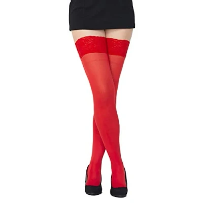 Afbeelding van SENTELEGRI Ondoorzichtige 80 denier Microvezel Hold Ups kousen, 9 kleuren, maten S XL, Rood, M