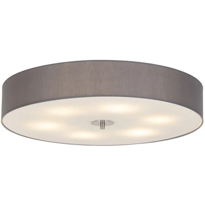 Afbeelding van QAZQA Landelijke plafondlamp grijs 70 cm Drum