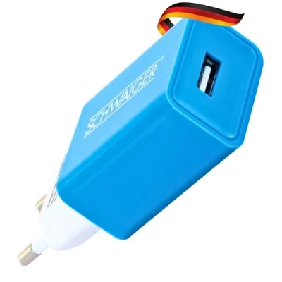 Afbeelding van Schwaiger 230V Laadadapter USB wit/blauw (10.50 W), lader, Blauw