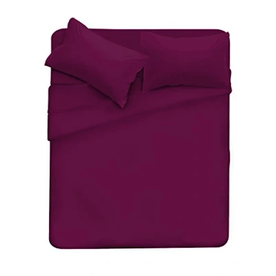 Afbeelding van Max Color Beddengoed set (plat 240x300, hoeslaken 170x200cm+2 kussenslopen 50x80cm), pruim, DOUBLE