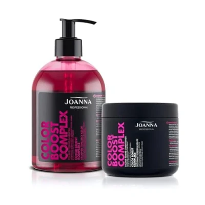 Afbeelding van JOANNA Professional Color Boost complex shampoo en haarspoelingsset voor vrouwen kleurverbeterende neutralisatie van ongewenste gele tinten roze grijs warme kleur