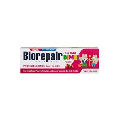 Afbeelding van Biorepair, Kinderzahnpasta 0 6 Jahre, Biorepair Zahnpasta für Kinder, ohne Fluorid, Erdbeer Geschmack, Anti Caries, gesundes Zahnfleisch, 50 ml