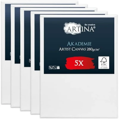 Afbeelding van Artina 5 Set schildersdoeken canvas in academie kwaliteit Schildersdoek wit paneel 30x40cm