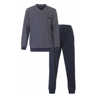 Afbeelding van Paul Hopkins Heren Pyjama Gestreept Dessin Blauw. Maat 3XL