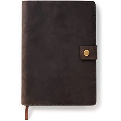 Afbeelding van CASE ELEGANCE Volnerf Premium Lederen Hervulbare Journal Cover met A5 Gevoerd Notebook, Pen Loop, Kaartvakken, Messing Snap