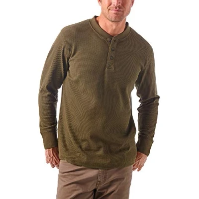 Afbeelding van Wrangler Authentics Gewafelde Henley met lange mouwen voor heren, Forest Night, S