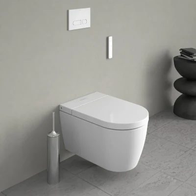 Afbeelding van Duravit SensoWash Starck F plus douchewc pack compleet met wandcloset diepspoel spoelrandloos 37.8x57.5cm m. automatisch open/sluiten van deksel wit
