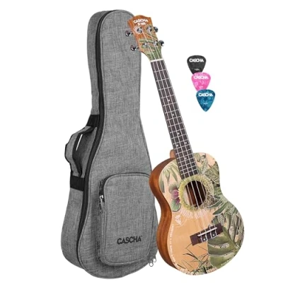 Afbeelding van Cascha HH 2610 Art Series Leafy tenor ukelele massief spar bovenblad met gigbag
