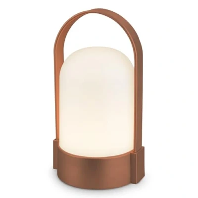 Afbeelding van BRILONER Draadloze LED tafellamp IP44, touch, dimbaar, vervangbare accu, nachtlamp, leeslamp, LED, campinglamp, tafellamp, 9x8x15,5 cm, metallic bruin