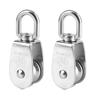 Afbeelding van BuxiuGK 2 stuks 25 mm katrol enkele van roestvrij staal hefkatrol, capaciteit 150 kg, zilver