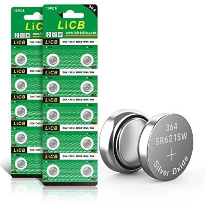 Afbeelding van LiCB 20 stuks SR621SW horlogebatterijen, 364 1,5 V knoopcelbatterijen V364 AG1 LR621 SR 621SW polshorloge batterij
