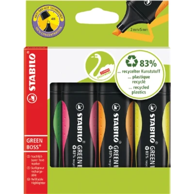 Afbeelding van Markeerstift STABILO GREEN BOSS 6070/4 assorti etui à 4 stuks