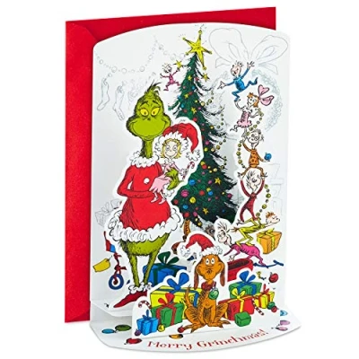 Afbeelding van Hallmark Grinch Kerstkaarten in doos, Merry Grinchmas papier Craft (8 displayable pop up kaarten en enveloppen)