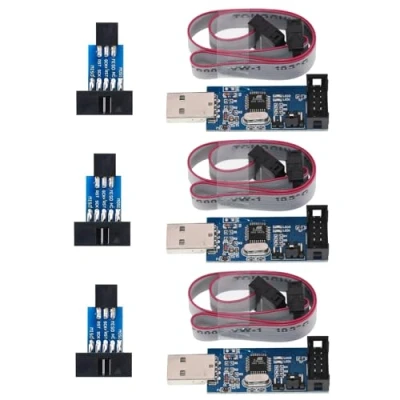 Afbeelding van 3 stuks downloader programmeur 51 AVR ATMEGA8 10 pins USB programma naar 6 adapter printplaat voor serie microcontroller.