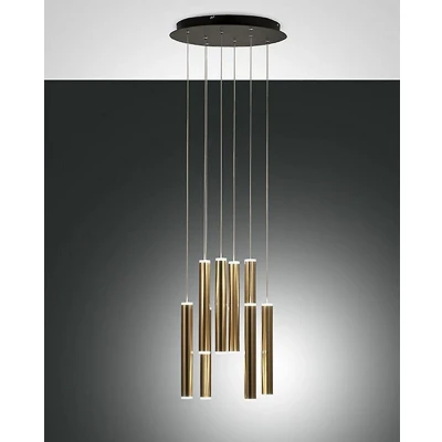 Afbeelding van Fabas Luce Hanglamp Prado, goud, 8 lamps, Ø 40 cm, dimbaar