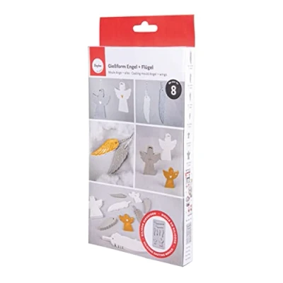 Afbeelding van Rayher Siliconen gietvorm engel + vleugels, 8 vormen voor hangers, om uit te gieten met creatief beton, kunsthars giethars, raysin gietpoeder, 36115000, grijs, 26 x 14,5 1 cm