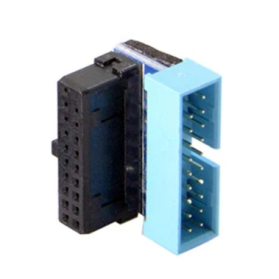 Afbeelding van Cablecc USB 3.0 20pin Mannelijke naar Vrouwelijke Extension Adapter Up Down Hoekig 90 Graden voor Moederbord Mainboard (UP Hoek)