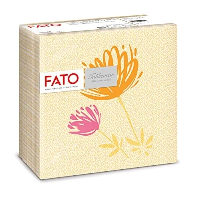 Afbeelding van Fato, Droge papieren servetten, airlaid, textieleffect, verpakking met 50 formaat 40 x 40, 4 voudig gevouwen, Tangerine Magnolia Decor