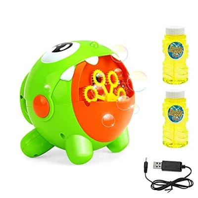 Afbeelding van EXTSUD automatische bellenblaasmachines voor kinderen, USB opgeladen bellenmachine, bellenmaker met 2 flessen vloeistof, babyleuk badspeelgoed jongens, meisjes, baby&#039;s,