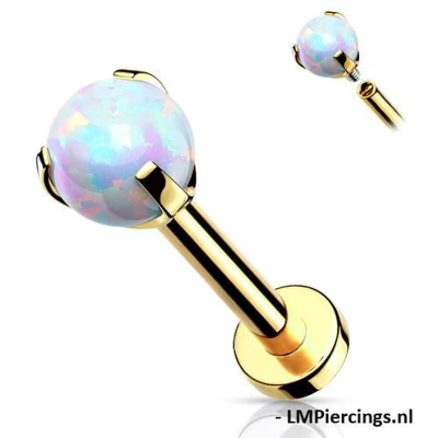 Afbeelding van Piercing opal bal gold plated