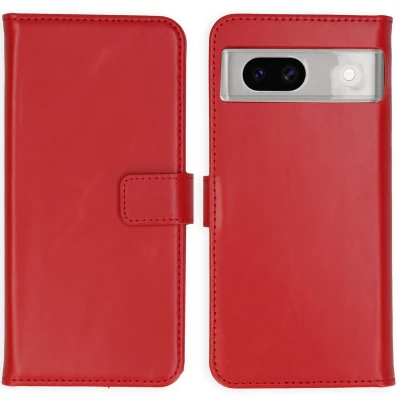 Afbeelding van Google Pixel 8a Hoesje Echt leder Selencia Bookcase Rood Telefoonhoesje