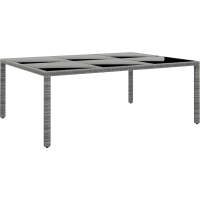Afbeelding van vidaXL Tuintafel 200x150x75 cm gehard glas en poly rattan grijs