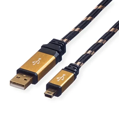 Afbeelding van ROLINE GOLD USB 2.0 kabel Hi Speed met hoge kwaliteit Type A 5 Pin Mini M/M 1.8 m