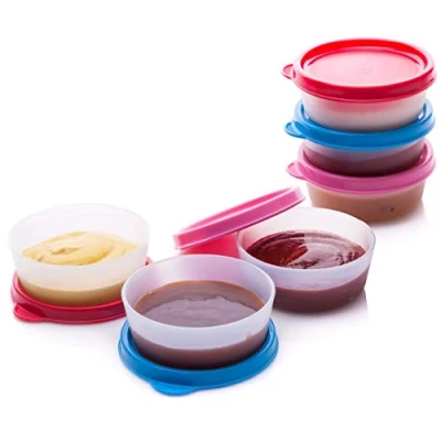 Afbeelding van Kleine voedselcontainers met deksels 6 stuks mini voedselopslagpotten lekvrije snackpotten specerijenbekers stapelbare herbruikbare BPA vrije plastic vaatwasmachinebestendig draagbare lunchbox babyvoeding portiepotten
