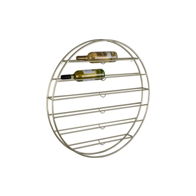 Afbeelding van Pt Wijnrek Rack Redondo Rond Voor Aan De Wand 10 Flessen Goud Ø80x9cm Nice thingZ