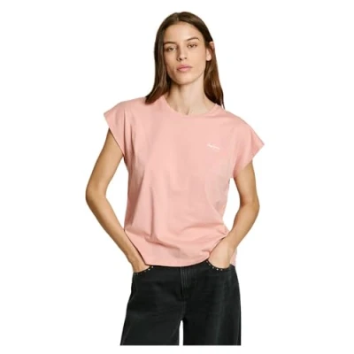 Afbeelding van Pepe Jeans Blooma Tshirt basic, Dames, Maat: Large, Washed pink