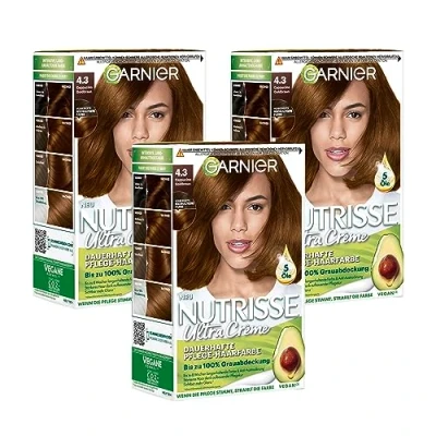 Afbeelding van Garnier Nutrisse Permanente verzorgende haarverf met voedende fruitoliën, kleuring 8 weken houding, ultra crème tint, 043 cappuccino
