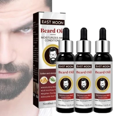 Afbeelding van 3 stuks baardgroei, biologische verzorgingsolie, natuurlijke baardgroeiserum, bevordert de groei van het gezichtshaar, hydraterende en condities, baard, voor mannen, patchy baardgroei