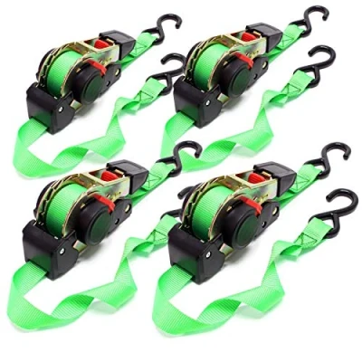 Afbeelding van Automatische spanbanden set 4 stuks 320 daN trekkracht 1,8m x 25mm PES met S haak zelfoprollend