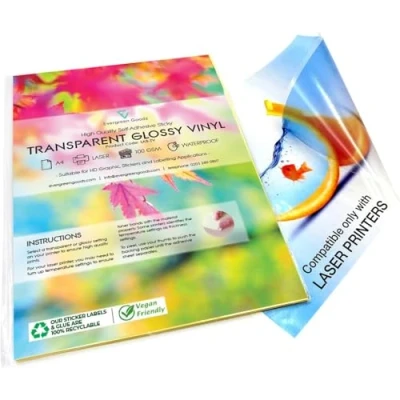 Afbeelding van 20 Vellen Kwaliteit Waterdicht A4 Duidelijk/Transparant Vinyl Glanzende Sticky Zelfklevende Laser Printbare