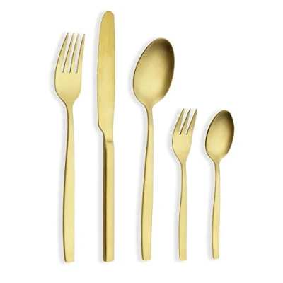 Afbeelding van ECHTWERK EW BS 3075G Positano Gold Edition, 30 delig, voor 6 personen, roestvrij staal 18/10 gematteerd, hoogwaardige bestekset, incl. bewaarcassette,