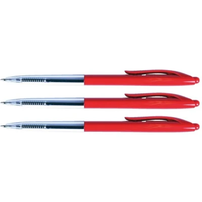 Afbeelding van 50x Balpen drukknop rood medium