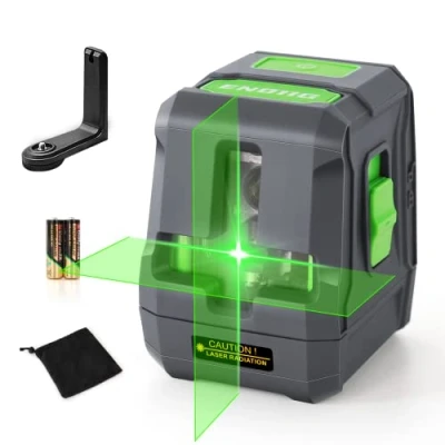 Afbeelding van Kruislijnlaser Groen, ENVENTOR zelfnivellerende Lijnlaser 25 m ± 0,3 mm/m, verticale/horizontale laser, IP54 stof en waterbescherming met magnetische houder 360, beschermhoes 2 AA batterijen