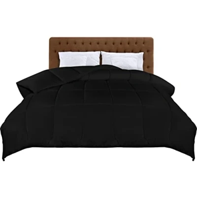 Afbeelding van Utopia Bedding Lichtgewicht dekbed 200x200 cm, Gewatteerd met Polyester vulling, Zacht zomerdekbed hoeklabels, Doos Gestikt Alternatief (Zwart)