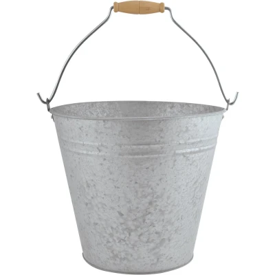 Afbeelding van Zinken emmer/bloempot/plantenpot met handvat 9,5 liter IJzeren emmer / teil