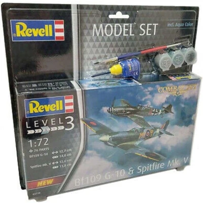 Afbeelding van Revell Model Set Combat Bf109G 10 Spitfire Mk.V