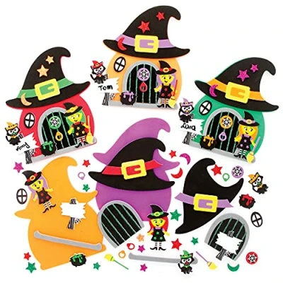 Afbeelding van Baker Ross FE723 Heksen deurhanger Set van 4, Halloween kunst en ambachten voor kinderen, maak je eigen decoraties, creatieve activiteiten kinderen om te maken weer geven