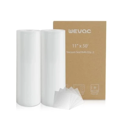 Afbeelding van Wevac Voedsel Vacuüm Sealer Zakken 28x1500cm Rollen 2 Pack voor Food Saver, Seal a Meal, Weston. Commerciële kwaliteit, BPA vrij, Heavy Duty, Geweldig Vac Storage, Maaltijdbereiding of Sous Vide