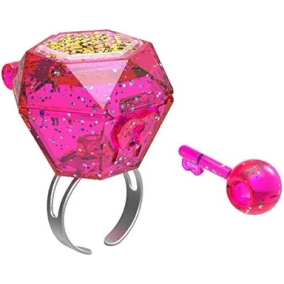 Afbeelding van Taldec Funlockets mysterieuze ring met bedels en pailletten, willekeurig model, sieraden, roze