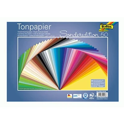 Afbeelding van folia 6725/50 99 Gekleurd papier, 25 x 35 cm, 130 g/m², 50 vellen gesorteerd in kleuren, ideale basis voor veelzijdige knutselwerkjes