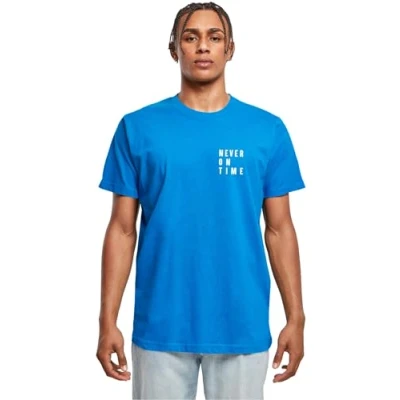 Afbeelding van Merchcode Never ON TIME TEE Tshirt print, Maat: Large, Blue