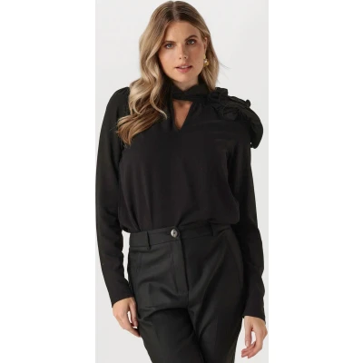 Afbeelding van Jansen Amsterdam S181 Blouse Arlette Dames Jurken Zwart Maat S