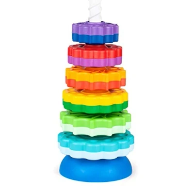 Afbeelding van FancyBaby Stapelttoren 40 cm Stapeltoren Piramide Speelgoed Baby Cadeau Fidget Toys Montessori 1 2 3 jaar Spinning Stacking Toy Rainbow