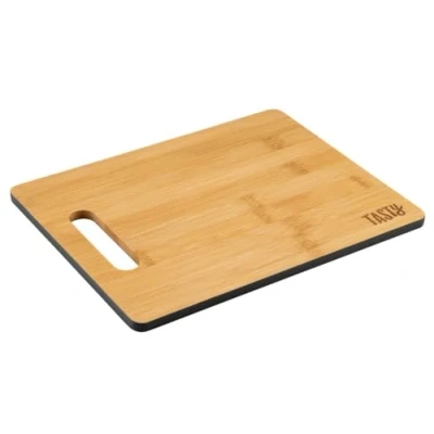 Afbeelding van Tasty Bamboe snijplank, 25,7 x 0,9 cm, ideaal voor het snijden van brood, fruit, groenten, alle soorten snijgoed, met gekleurde rand en greepgat, bruin/grijs