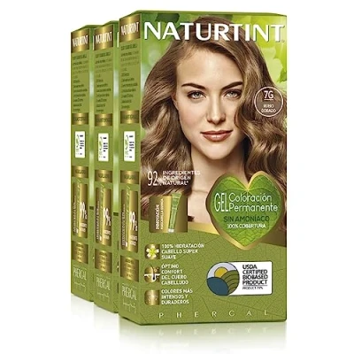 Afbeelding van Naturtint Biobased Ammoniakvrije kleuring 100% grijsdekking Plantaardige ingrediënten Natuurlijke en langhoudende kleur 7G Goudblond Pak van 3…