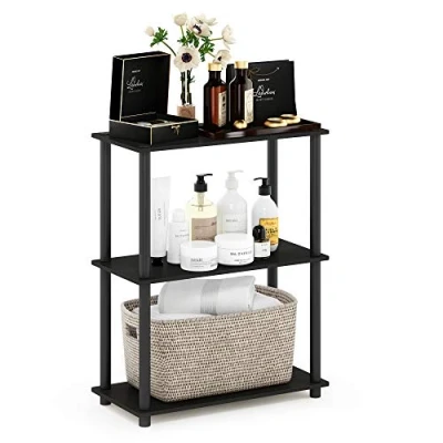 Afbeelding van Furinno Turn N Tube 3 laags compact multifunctioneel rek voor planken, staande plank, espresso/zwart